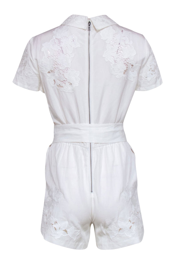 Current Boutique-Alice & Olivia – White Button Front w/ Eyelet Embroidery Romper Sz 4