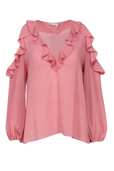 Current Boutique-Alice & Olivia - Rose Cold-Shoulder Long Sleeve Blouse Sz M