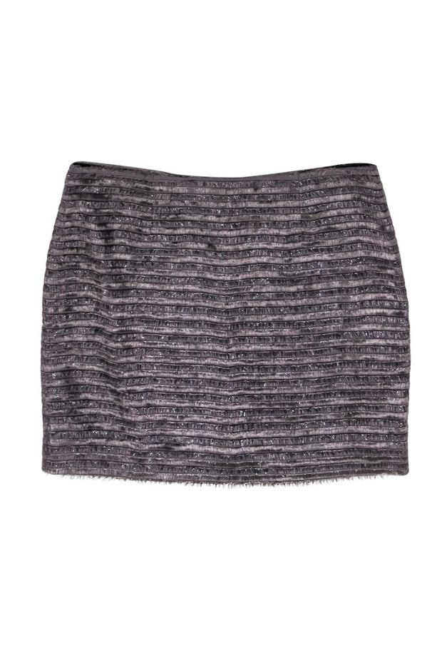 Current Boutique-Alice & Olivia - Grey Fringe Metallic Miniskirt Sz 2