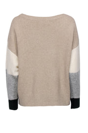 Current Boutique-Alice & Olivia - Beige, Cream & Grey Colorblock Wool Blend Sweater Sz XS