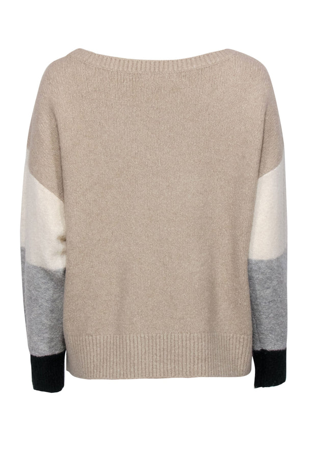 Current Boutique-Alice & Olivia - Beige, Cream & Grey Colorblock Wool Blend Sweater Sz XS