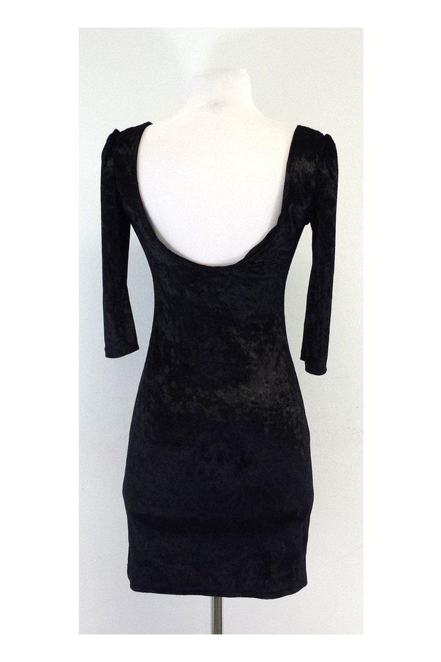 Current Boutique-Alice Temperley - Black Velour Bodycon Long Sleeve Dress Sz S