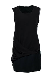 Current Boutique-All Saints - Black Modern Sleeveless Shift Dress w/ Draping Sz 6