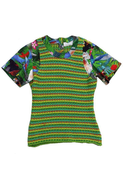 Current Boutique-Altuzarra - Green Tropical Print Short Sleeve Top Sz 6
