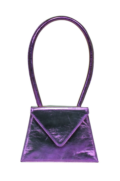 Current Boutique-Amelie Pichard - Purple Metallic Triangle Fold Over Handbag