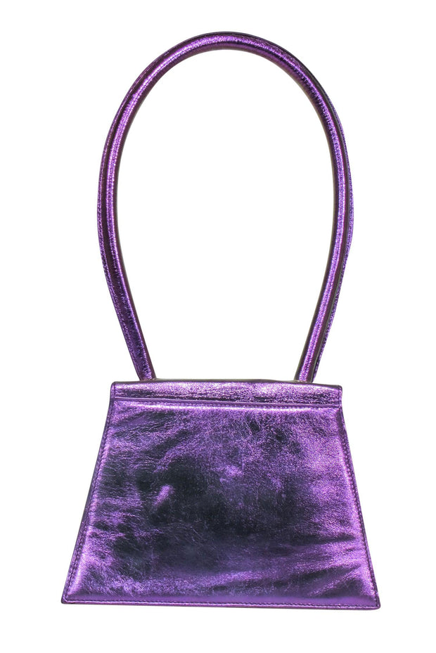 Current Boutique-Amelie Pichard - Purple Metallic Triangle Fold Over Handbag