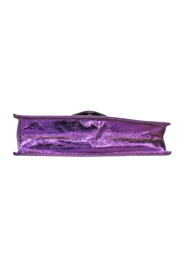 Current Boutique-Amelie Pichard - Purple Metallic Triangle Fold Over Handbag
