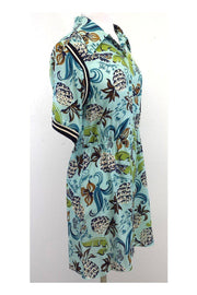 Current Boutique-Anna Sui - Aqua Pineapple Print Shirt Dress Sz S/P