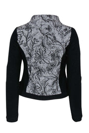 Current Boutique-Knitted & Knotted - Black & Grey Floral Print Cardigan Sz XS