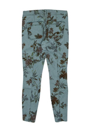 Current Boutique-Anthropologie - Sage Green Floral Button Fly Skinny Cargo Pants Sz 25P