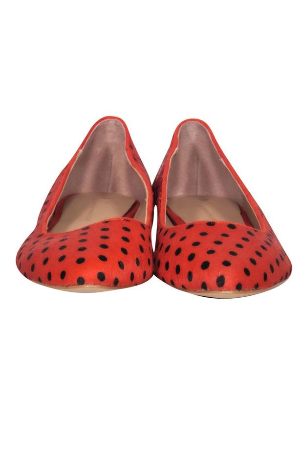 Current Boutique-Anthropologie - Orange & Black Polka Dot Calf Hair Flats Sz 7.5