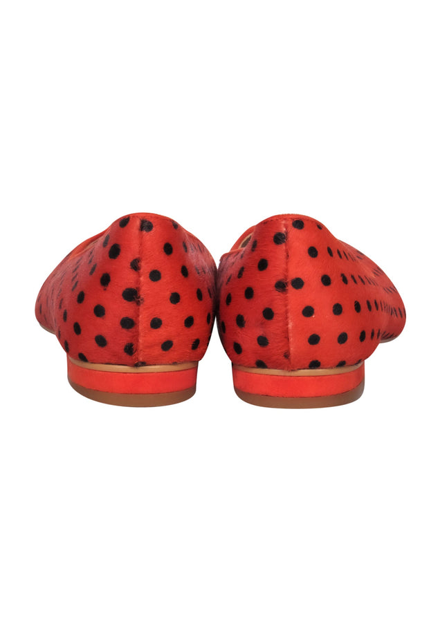 Current Boutique-Anthropologie - Orange & Black Polka Dot Calf Hair Flats Sz 7.5