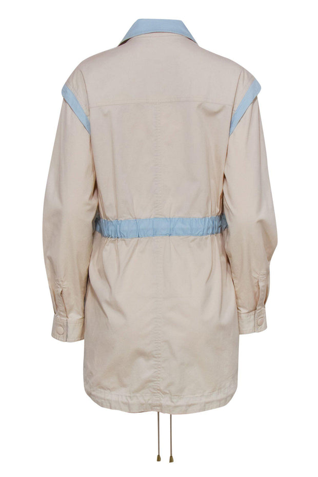 Current Boutique-Anthropologie - Cream & Light Blue Colorblocked Zip-Up Utility-Style Jacket Sz XS