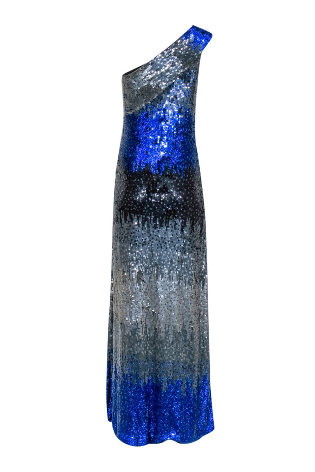 Current Boutique-Antik Batik - Blue & Silver Ombre Sequin Gown Sz S