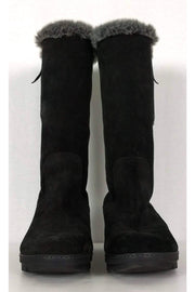Current Boutique-Aquatalia - Black Suede Faux Fur Boots Sz 9.5