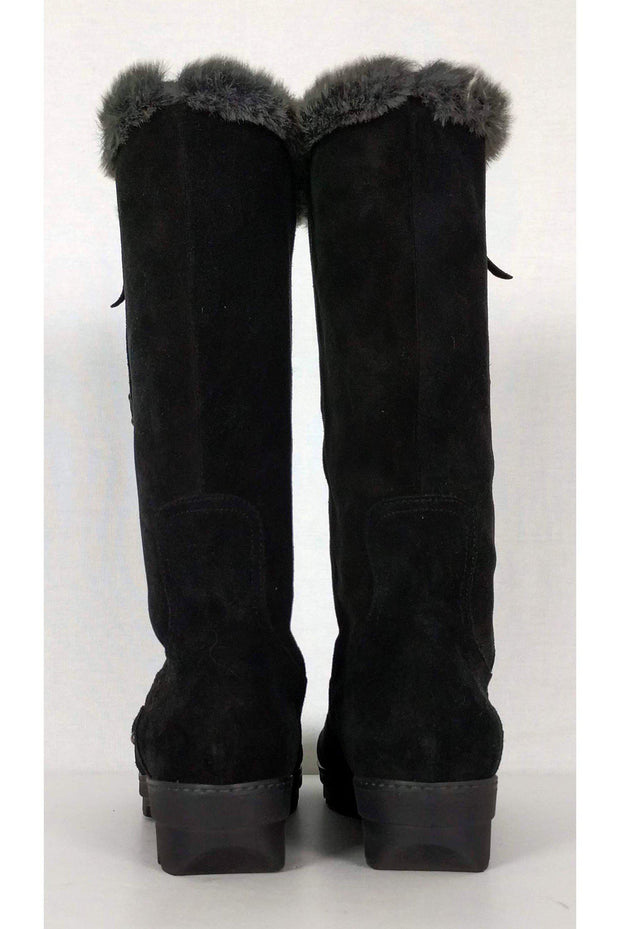 Current Boutique-Aquatalia - Black Suede Faux Fur Boots Sz 9.5