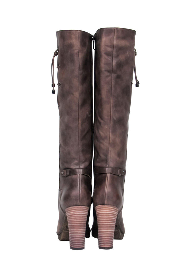 Current Boutique-Aquatalia - Brown Leather Waterproof Heeled Over-the-Knee Boots Sz 9.5