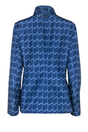 Current Boutique-Armani Collezioni - Blue Abstract Pattern Reversible Jacket w/ Mock Collar Sz 8