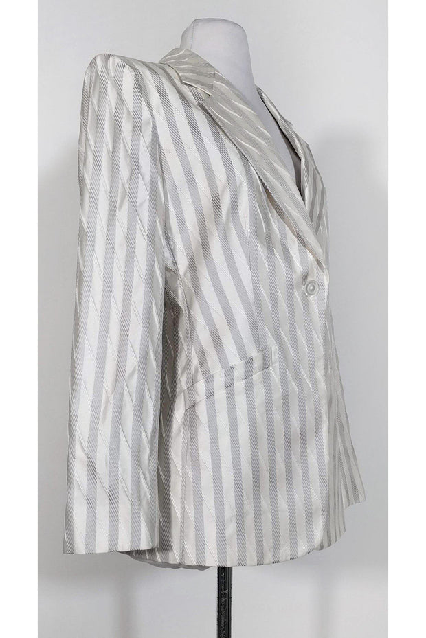 Current Boutique-Armani Collezioni - White & Silver Striped Blazer Sz 8