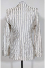 Current Boutique-Armani Collezioni - White & Silver Striped Blazer Sz 8