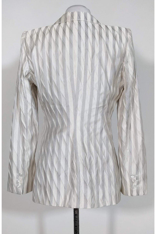 Current Boutique-Armani Collezioni - White & Silver Striped Blazer Sz 8