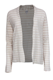 Current Boutique-Armani Collezioni - Cream & Beige Cardigan w/ Stripes & Squares Sz 8