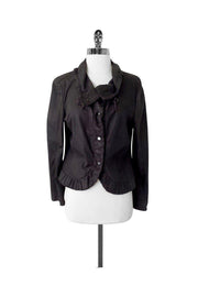 Current Boutique-Armani Collezioni - Deep Taupe Goat Suede Ruffle Jacket Sz 10
