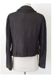 Current Boutique-Armani Collezioni - Deep Taupe Goat Suede Ruffle Jacket Sz 10