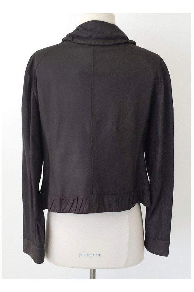 Current Boutique-Armani Collezioni - Deep Taupe Goat Suede Ruffle Jacket Sz 10