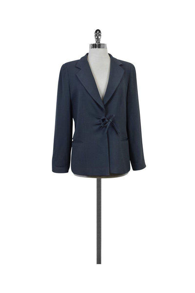 Current Boutique-Armani Collezioni - Slate Blue Waist Tie Jacket Sz 12
