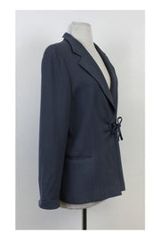Current Boutique-Armani Collezioni - Slate Blue Waist Tie Jacket Sz 12