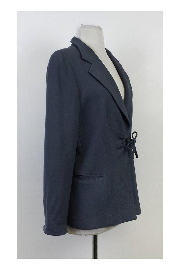 Current Boutique-Armani Collezioni - Slate Blue Waist Tie Jacket Sz 12