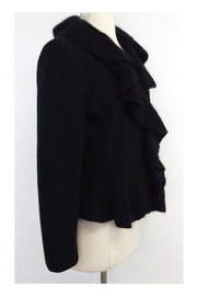 Current Boutique-Armani Collezioni - Black Wool & Angora Ruffle Jacket Sz 8