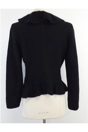 Current Boutique-Armani Collezioni - Black Wool & Angora Ruffle Jacket Sz 8