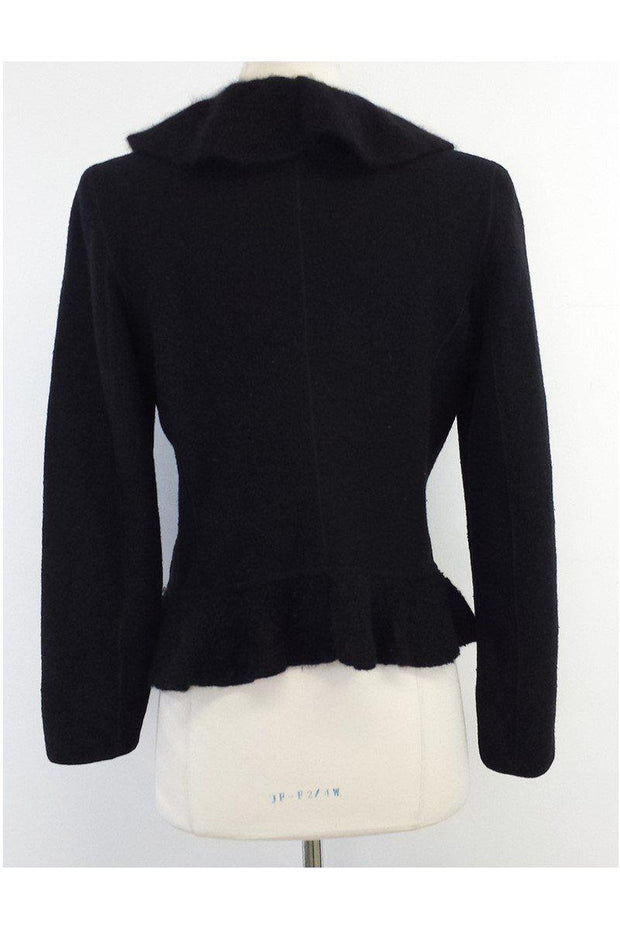 Current Boutique-Armani Collezioni - Black Wool & Angora Ruffle Jacket Sz 8