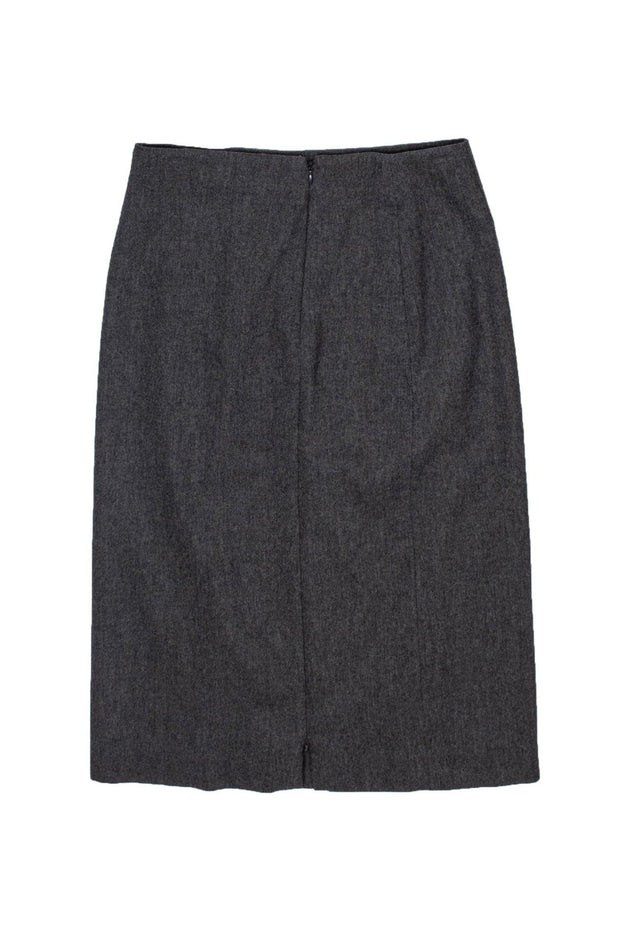 Current Boutique-Armani Collezioni - Grey Wool Pencil Skirt w/ Zippers at Hem Sz 6