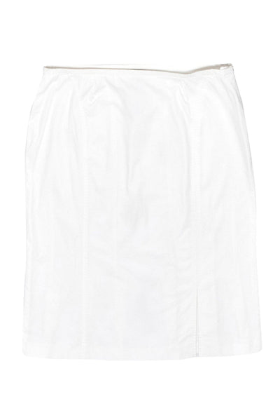 Current Boutique-Armani Collezioni - White Cotton Blend Pencil Skirt Sz 8