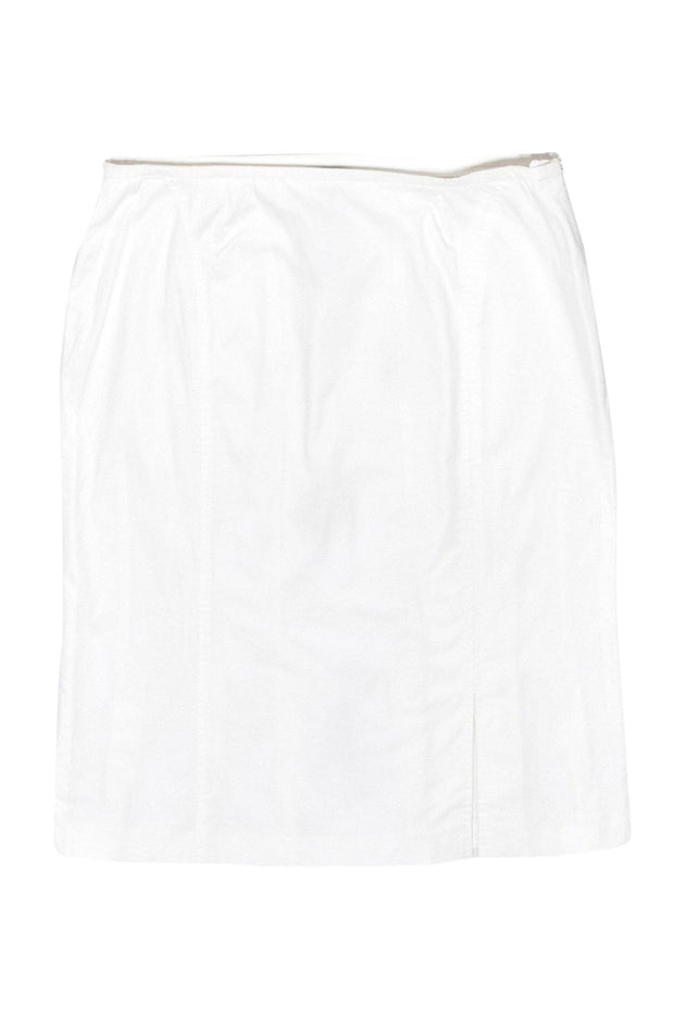 Current Boutique-Armani Collezioni - White Cotton Blend Pencil Skirt Sz 8