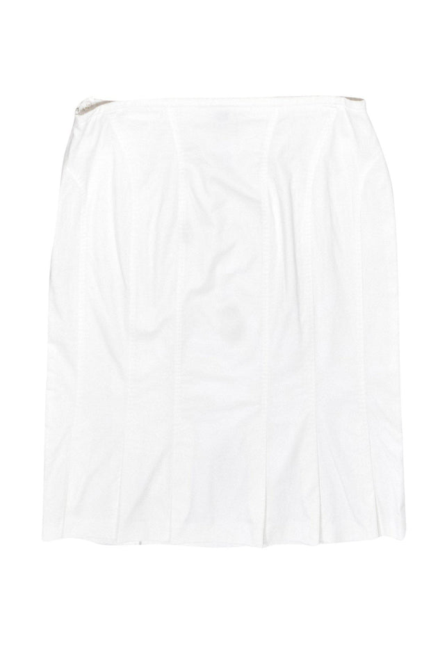 Current Boutique-Armani Collezioni - White Cotton Blend Pencil Skirt Sz 8