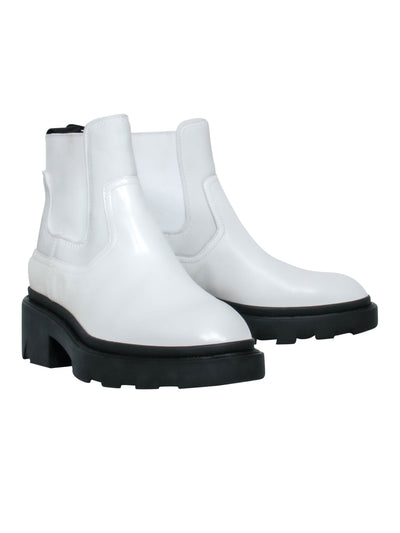 Current Boutique-Ash - White “Mastro S” Booties w/ Black Chunky Sole Sz 10
