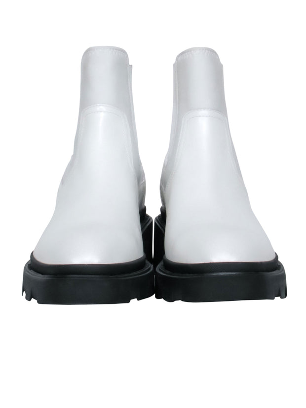 Current Boutique-Ash - White “Mastro S” Booties w/ Black Chunky Sole Sz 10