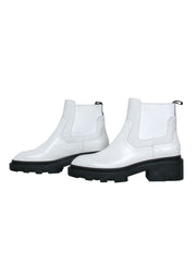 Current Boutique-Ash - White “Mastro S” Booties w/ Black Chunky Sole Sz 10