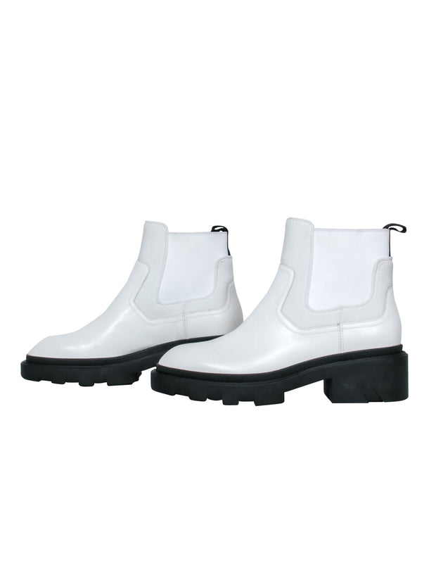 Current Boutique-Ash - White “Mastro S” Booties w/ Black Chunky Sole Sz 10
