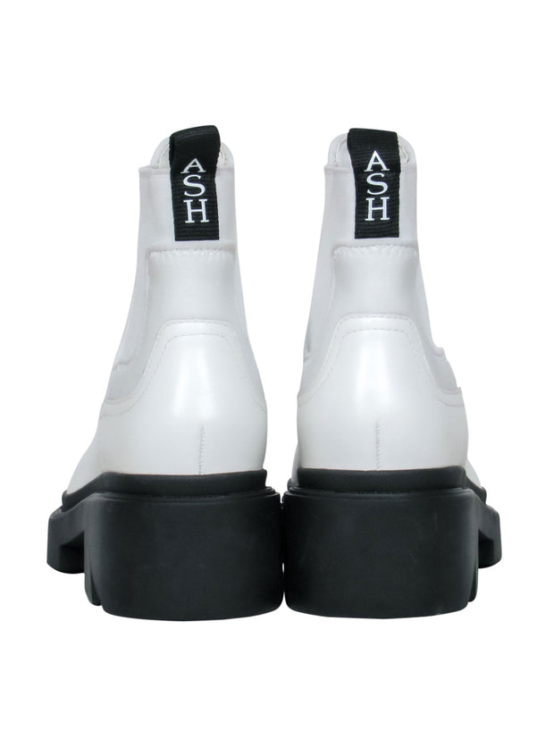 Current Boutique-Ash - White “Mastro S” Booties w/ Black Chunky Sole Sz 10