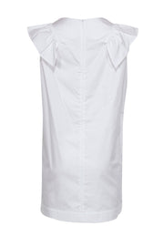 Current Boutique-Atlantique - White Sleeveless Cotton Shift Dress w/ Ruffle Neckline Sz M