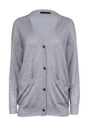 Current Boutique-ATM - Grey Button Front Satin Back Cardigan Knit Sz S