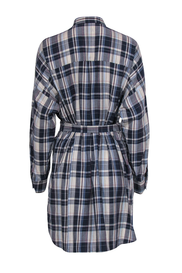 Current Boutique-ATM - Navy & Ivory Long Sleeve Flannel Dress w/ Belt Sz M