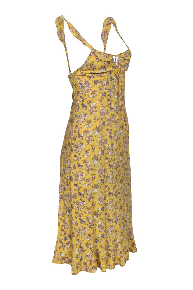 Current Boutique-Auguste - Light Yellow Floral Print Sleeveless Midi Dress Sz 2