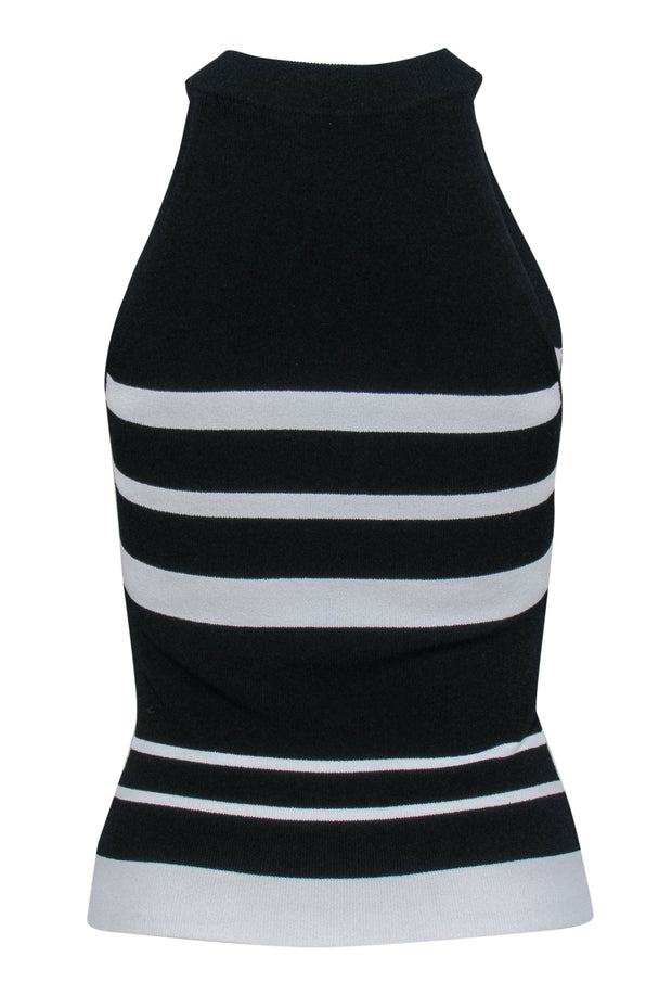 Current Boutique-Autumn Cashmere - Black & White Striped High Neck Knit Crop Top Sz XS