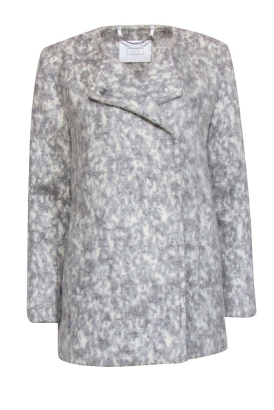 Current Boutique-AYR - Gray & White Marbled Fuzzy Overcoat Sz M